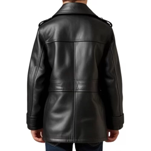Veste trois quart style veste de combat en cuir d'agneau noir modèle Timmy taille 10 ans