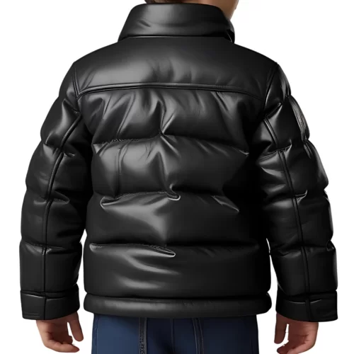 Doudoune garçon en cuir d'agneau noir modèle Rorale taille 10 ans