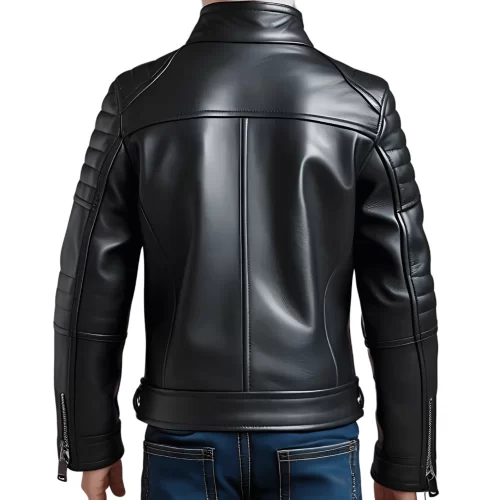 Blouson style perfecto garçon en cuir d'agneau noir modèle Phyl âge 10 ans