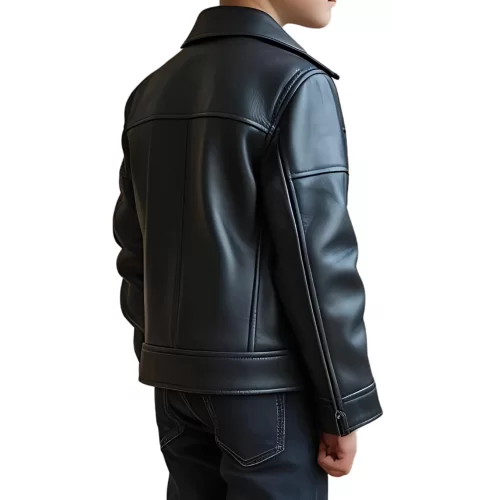 Blouson garçon en cuir d'agneau noir modèle Nomare âge 10 ans