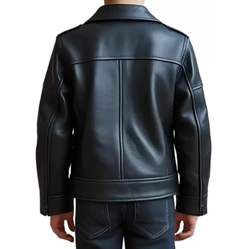 Blouson garçon en cuir d'agneau noir modèle Nomare âge 10 ans