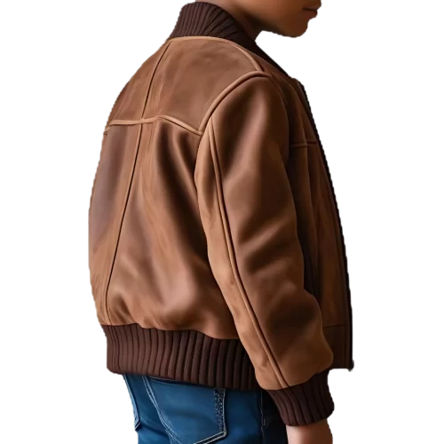 Blouson type teddy garçon en agneau daim marron modèle Polon âge 10 ans