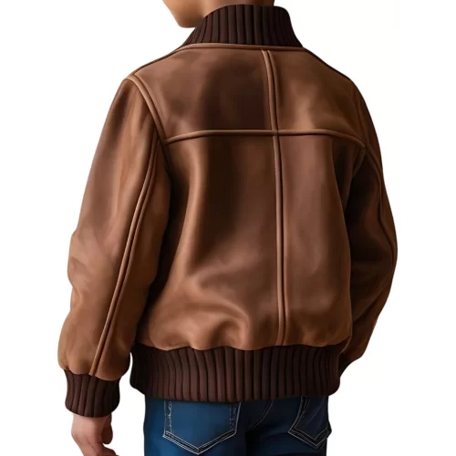 Blouson type teddy garçon en agneau daim marron modèle Polon âge 10 ans