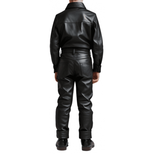 Chemise garçon en cuir d'agneau noir modèle benny âge 8 ans