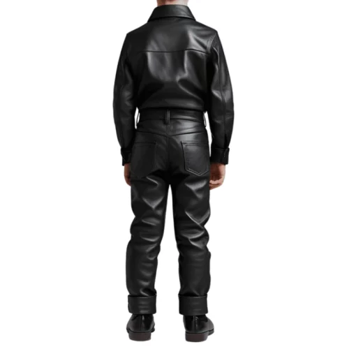 Chemise garçon en cuir d'agneau noir modèle benny âge 8 ans