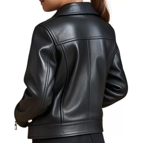 Blouson fille en cuir d'agneau noir modèle Irice âge 10 ans