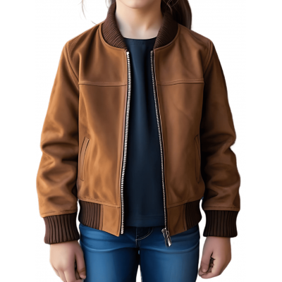 Blouson teedy fille en agneau velours daim marron modèle Girie âge 10 ans