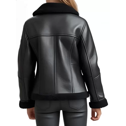 Blouson fille bombardier en mouton retourné noir modèle Ninalie âge 10 ans
