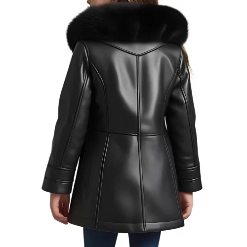 Manteau fille en mouton retourné noir modèle Nathe âge 10 ans
