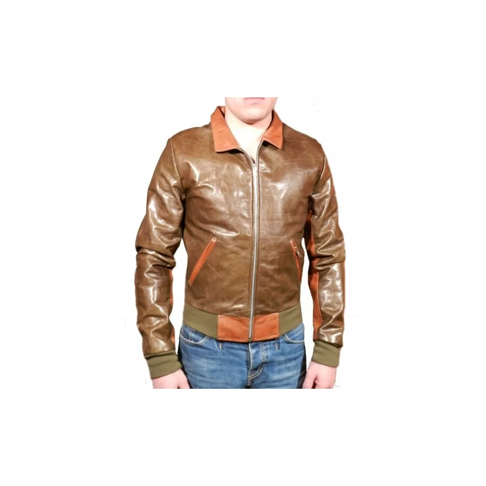 Veste cuir homme hotsell camel