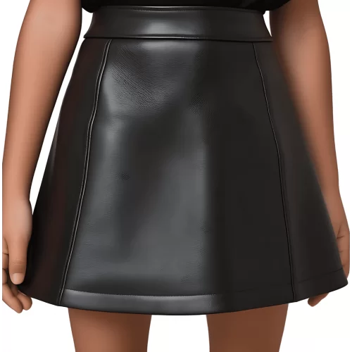Jupe fille en cuir d'agneau noir modèle Haidie âge 10 ans