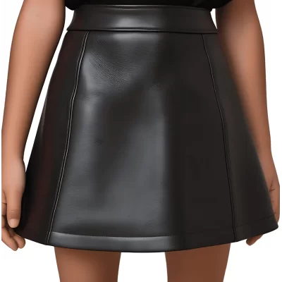 Jupe fille en cuir d'agneau noir modèle Haidie âge 10 ans