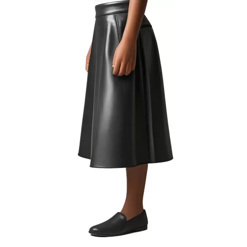Jupe longue fille en cuir d'agneau noir modèle Marizza âge 10 ans