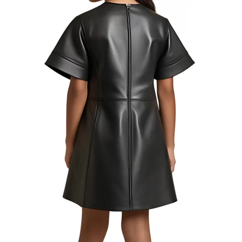 Robe fille en cuir d'agneau noir modèle Helonore âge 10 ans