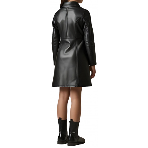 Robe fille en cuir d'agneau noir modèle Amie âge 10 ans