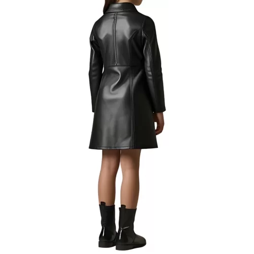 Robe fille en cuir d'agneau noir modèle Amie âge 10 ans