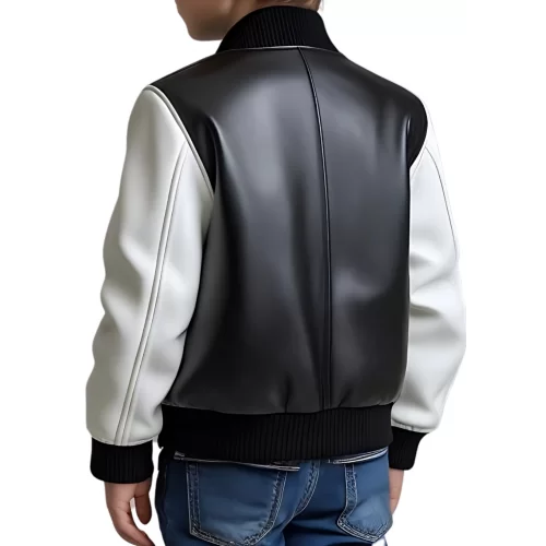 Blouson type teddy garçon bicolore en agneau noir et blanc modèle Bramy âge 10 ans