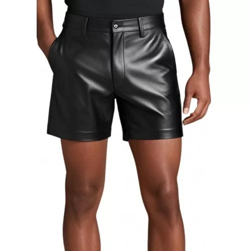 Short cuir homme mi long en cuir d'agneau noir modèle Samuel