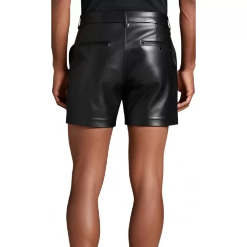 Short cuir homme mi long en cuir d'agneau noir modèle Samuel
