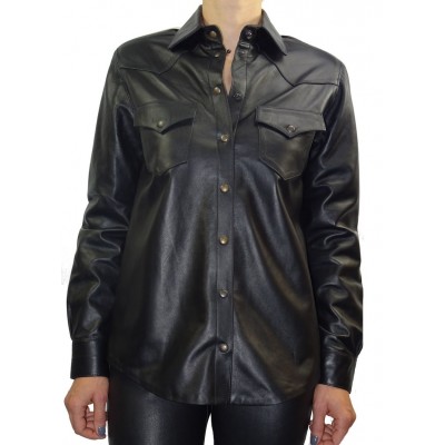 Chemise agneau cuir style western femme modèle Andora