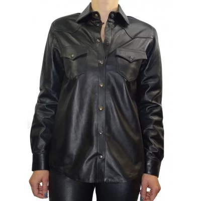 Chemise agneau cuir style western femme modèle Andora