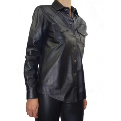 Chemise agneau cuir style western mixte modèle Améria