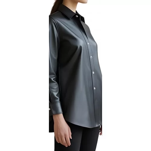 Chemise agneau cuir noir modèle Cazanove