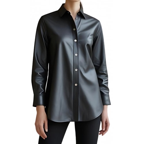 Chemise agneau cuir noir modèle Cazanove