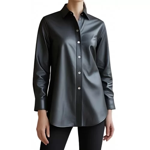 Chemise agneau cuir noir modèle Cazanove