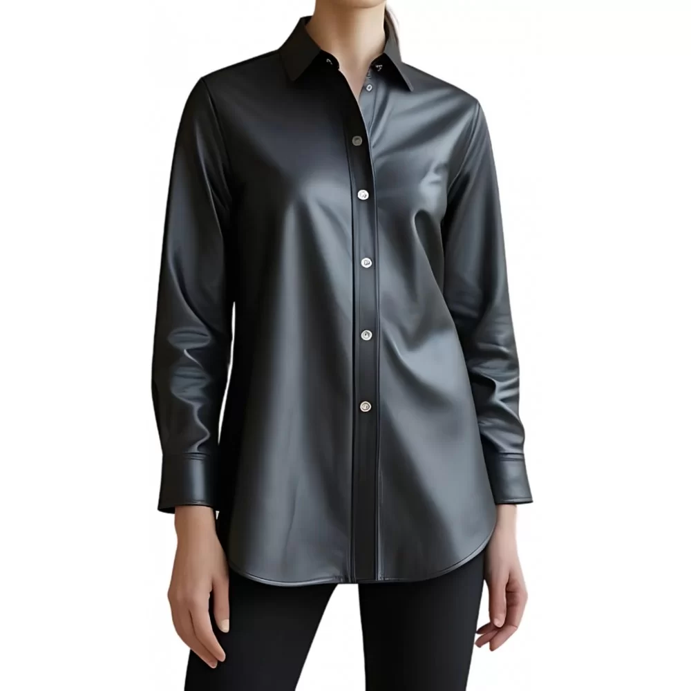 Chemise agneau cuir noir modèle Cazanove