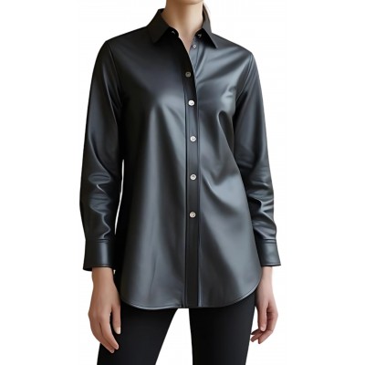 Chemise agneau cuir noir modèle Cazanove