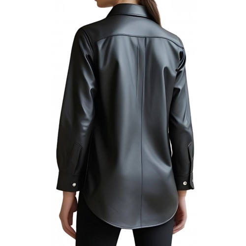 Chemise agneau cuir noir modèle Cazanove