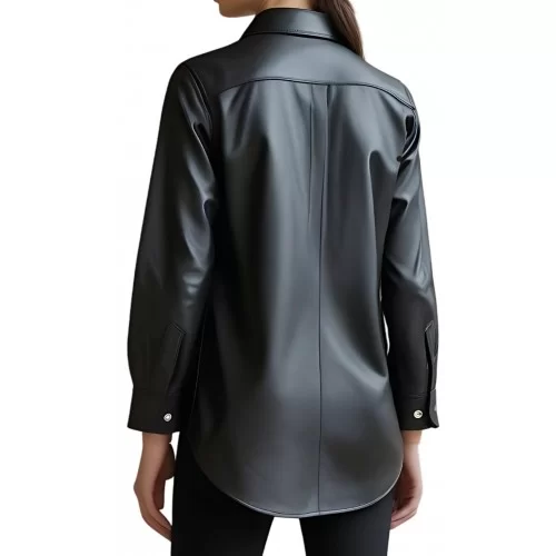 Chemise agneau cuir noir modèle Cazanove