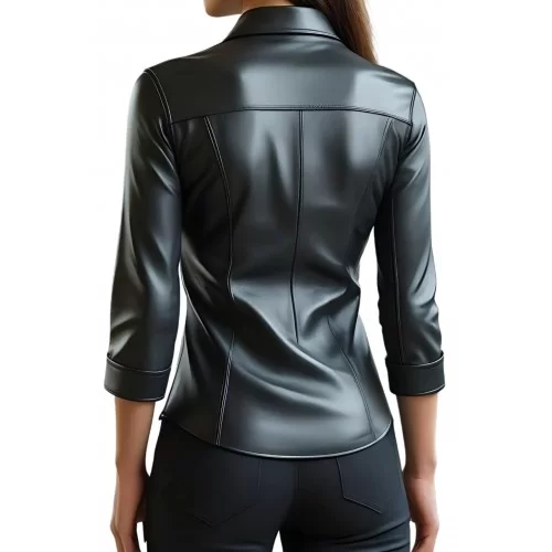 Chemise femme agneau noir manches deux tiers modèle Bryze