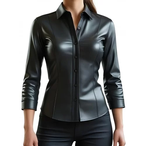 Chemise femme agneau noir manches deux tiers modèle Bryze