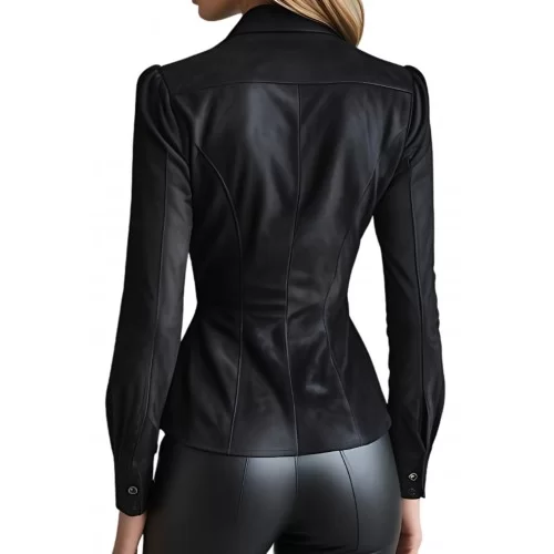 Chemise femme en agneau velours noir modèle Rimaya