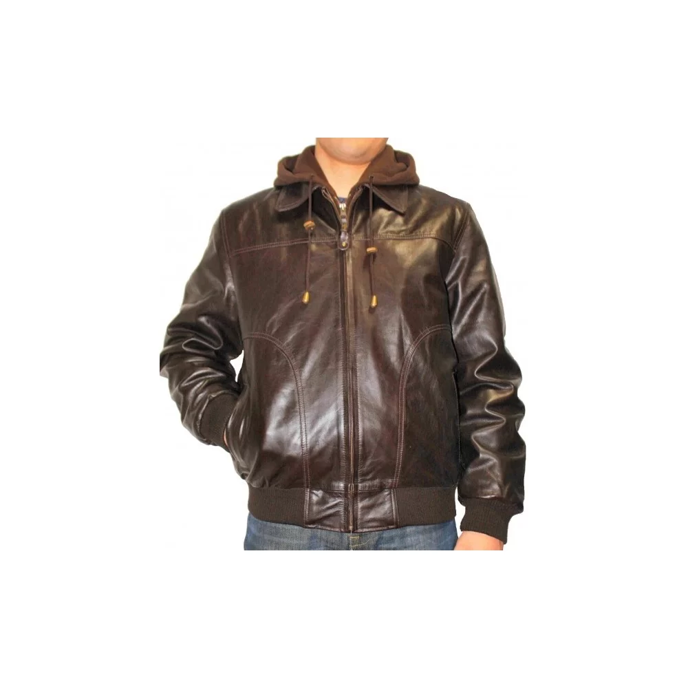 Blouson modèle Stane vachette marron capuche amovible