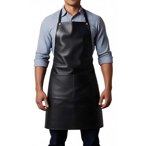 Tablier en cuir d'agneau noir modèle Priuce