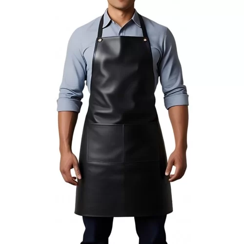 Tablier en cuir d'agneau noir modèle Priuce