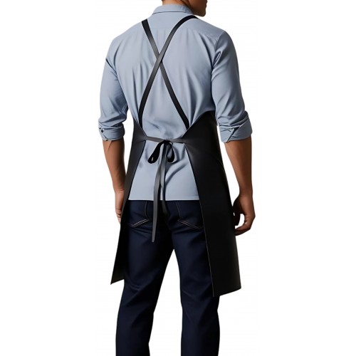 Tablier en cuir d'agneau noir modèle Priuce