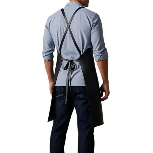 Tablier en cuir d'agneau noir modèle Priuce