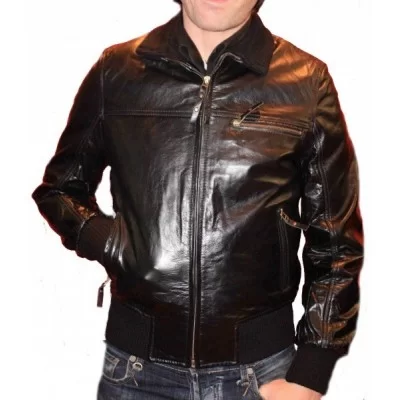 Blouson modèle Sam en agneau couleur noir