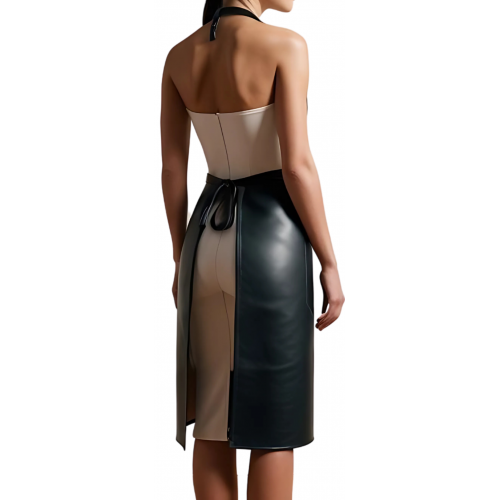 Tablier mixte en cuir d'agneau noir modèle Birna