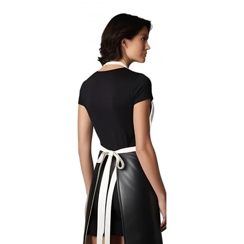 Tablier mixte en cuir d'agneau noir et blanc modèle Manirelle
