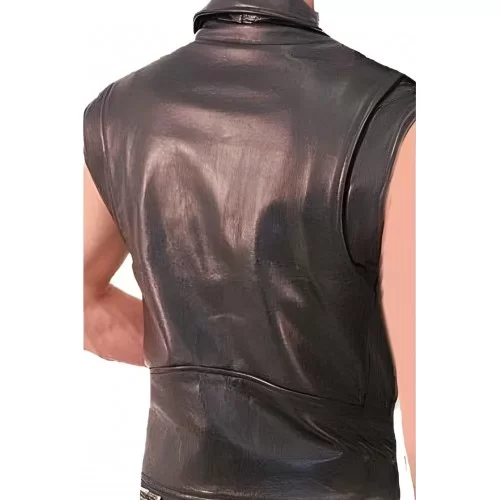 Gilet cuir homme style perfecto vachette noir modèle Flash