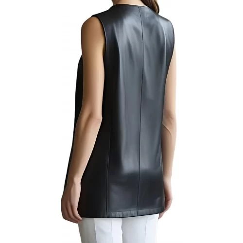Tunique pour femme en cuir d'agneau noir modèle Charlie
