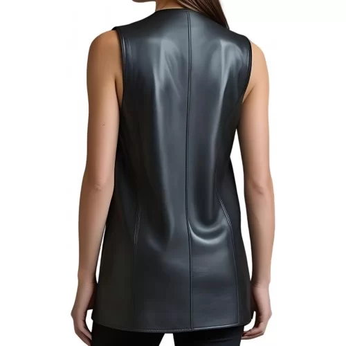 Tunique pour femme en cuir d'agneau noir modèle Inès