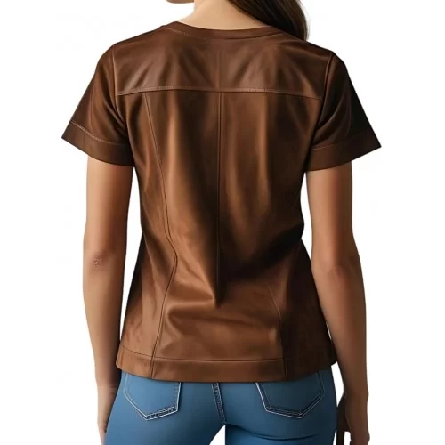 Tee shirt en agneau velours façon daim couleur marron modèle Liméa