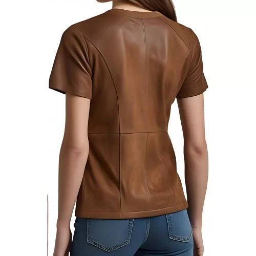 Tee shirt en agneau velours façon daim couleur marron modèle Louison
