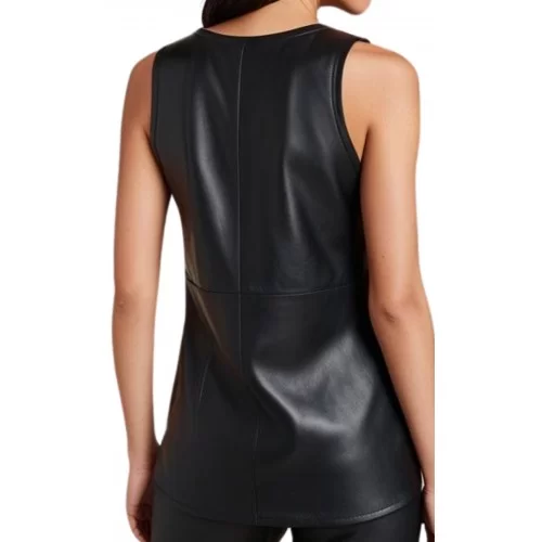 Débardeur femme en cuir d'agneau noir modèle Melisenda